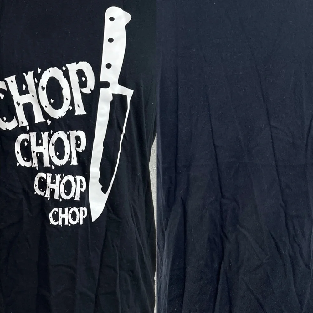 CHEFS KNIFE chop chop - cook gourmet foodie - WOMEN Cotton T-Shirt SIZE XL - Picture 5 of 8